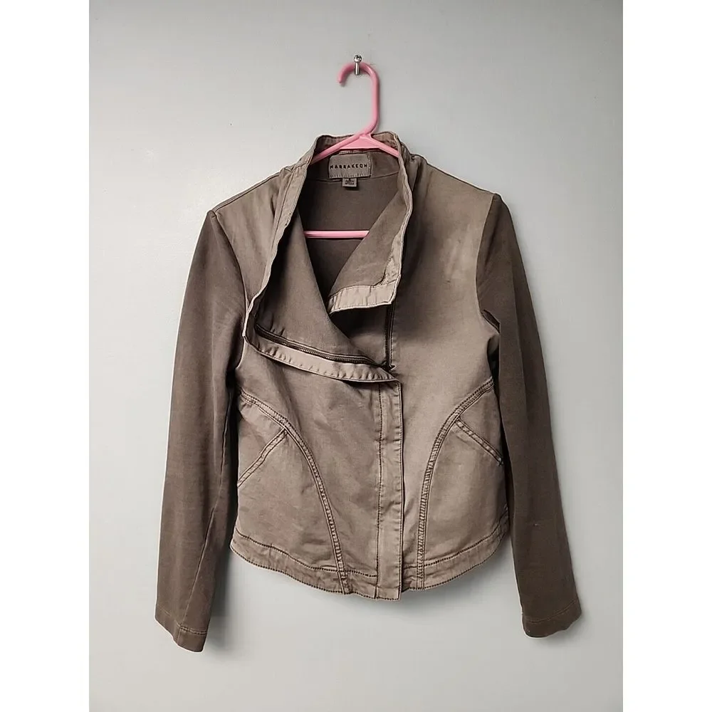 Anthropologie Womens S MARRAKECH Ronika Draped MOTO JACKET‎ Gray Small